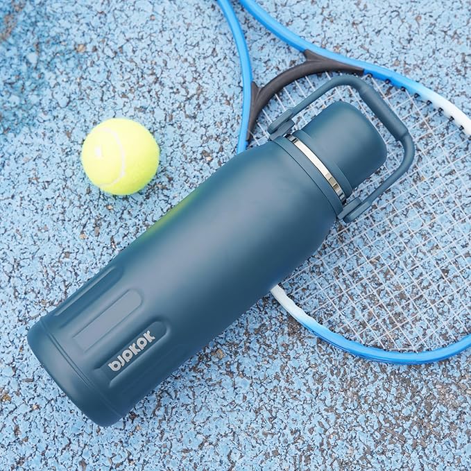 BJPKPK Insulated Water Bottle 27oz Stainless Steel Water Thermos with Handle and Cup Lid Travel Metal Thermos,Laguna