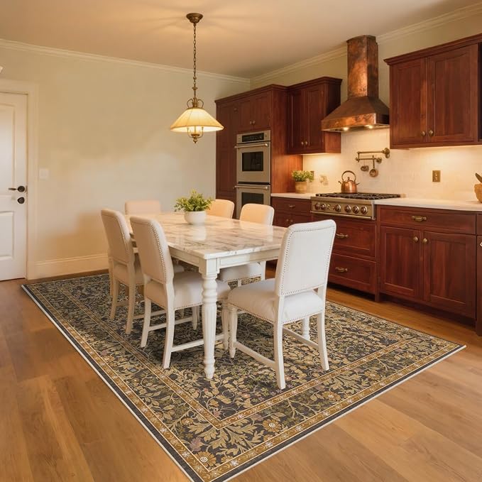 6x9 Washable Area Rugs for Living Room, Stain Resistant Vintage Rugs for Dining - Image 4