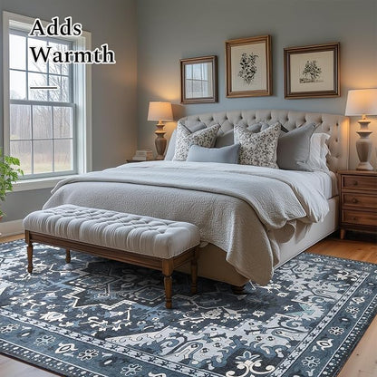 Rugflix 4x6 Area Rugs for Living Room, Washable Dark Navy Blue Rug | Machine - Image 7
