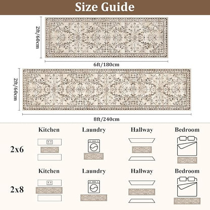 Yamaziot 2x6 Washable Hallway Runner Rug Non Slip Floral Carpet, Stain Resistant - Image 2