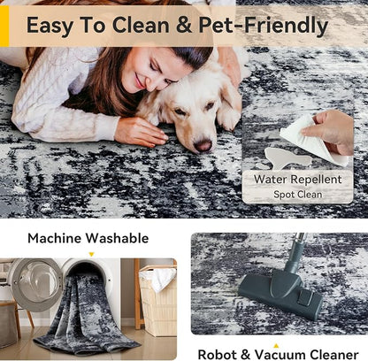 RELEANY Washable 9'x12' Abstract Area Rug - Image 4