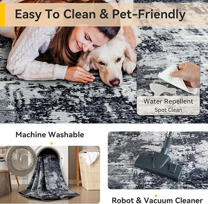 RELEANY Washable 8'x10' Abstract Area Rug - Image 4
