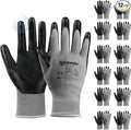 ANDANDA Smart Touch Work Gloves - 12 Pairs, 3D Comfort Stretch Fit, Nitrile Coated with Grip, Seamless Knit Nylon, Suitable for Warehousing, Black (XXL)