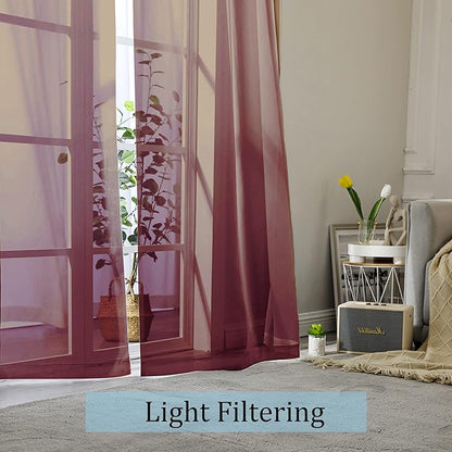 Sheer Curtains, Sheer Curtains 84 inch Length 2 Panels Set, Rod Pocket Voile - Image 2