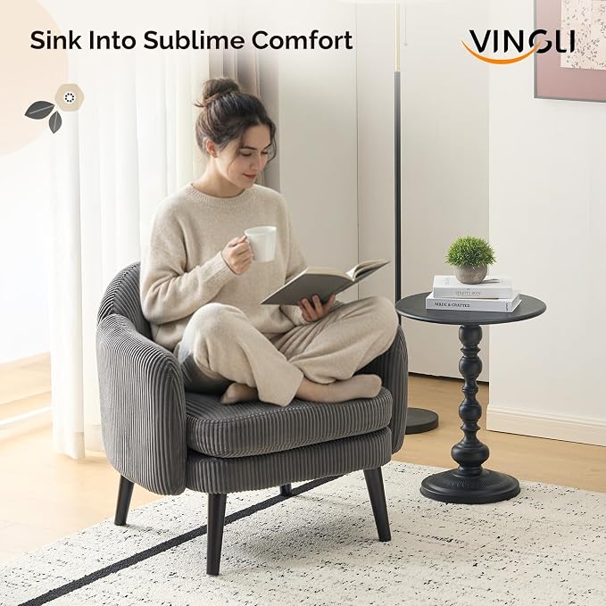 VINGLI 30.3" Wide Modern Barrel Accent Armchair - Image 7