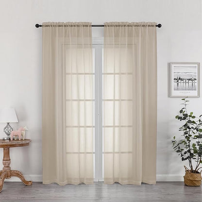Taupe Sheer Curtains 78 inches Long by OWENIE