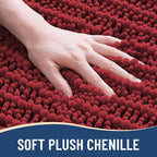 Arotive Luxury Chenille Bathroom Rug Mat, Extra Soft Thick Absorbent Shaggy Bath Rugs, Non-Slip Machine Wash Dry, Plush Bath Mats for Bathroom, Shower and Tub, 34x21, Red