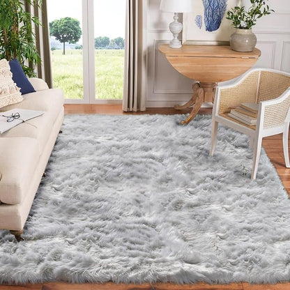 Goolela Grey Sheepskin Area Rug 10x12 Gray Fluffy Fuzzy Furry Carpet by Goolela