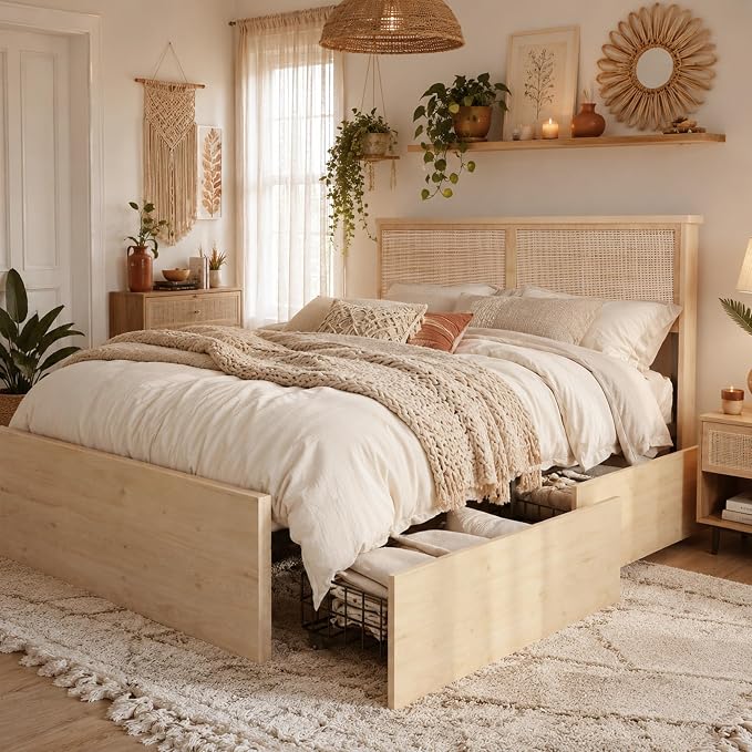 Brafab Natural Rattan Full Size Bed Frame by Brafab