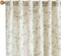 Extra Long Green Vintage Floral Linen Curtains Farmhouse 2 Panels | Elisa Series by Lazzzy