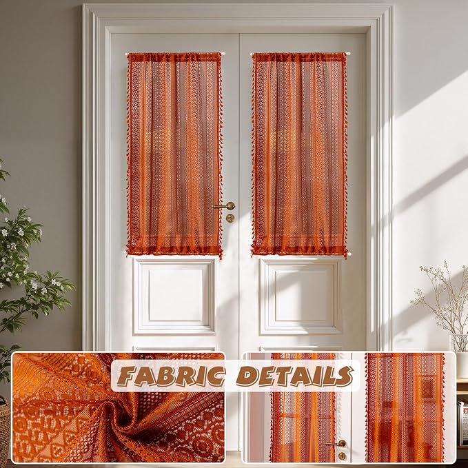Sutuo Home Burnt Orange French Door Curtain - Image 6
