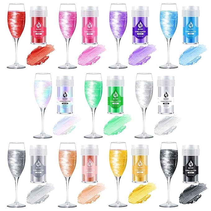 Iridescent Edible Glitter for Cocktails - Rainbow Luster Dust Edible Iridescent Drink Glitter Food Grade Shimmer Powder for Cakes Beverage Chocolate, 6g