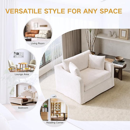 Oversized Armchair, 43.9" W Chenille Single Sofa Modern Upholstered Deep Seat - Image 7