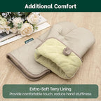 Beneno Kitchen Oven Mitts 2-Pack Heat Resistant to 500°F with Non-Slip Silicone Grip, Extra Long 14.3" Forearm Protection, Soft Quilted Cotton Terry Lining, Ideal for Cooking, Baking, Grilling, Beige