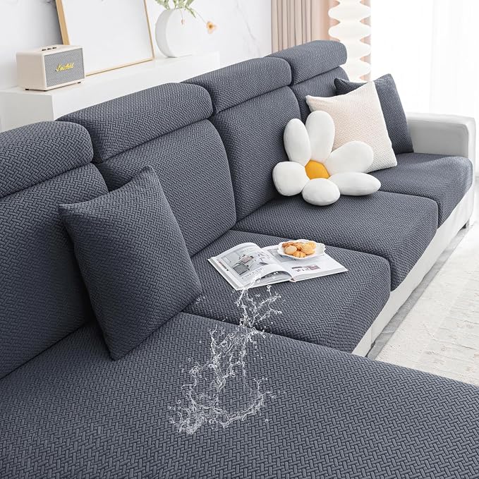 Smiry Waterproof Couch Cushion Covers, Stretch Jacquard Sectional Couch Covers by Smiry
