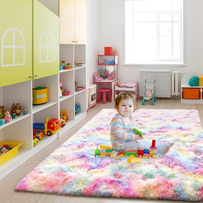 3x5 Rainbow Fluffy Soft Area Rug Non-Slip - Image 6