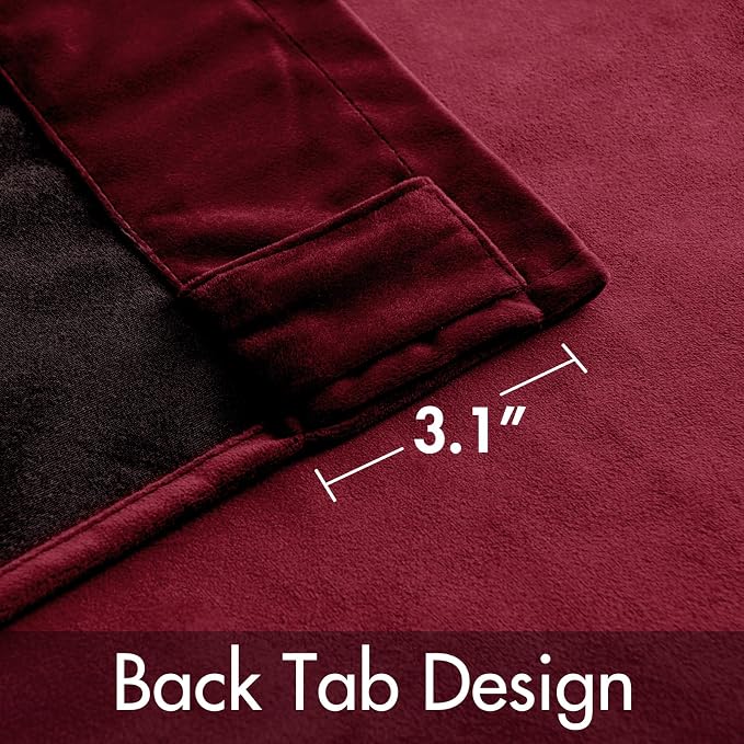 MIULEE Velvet Curtains 52x96 inches 2 Panels Burgundy Red Blackout Curtains | - Image 3
