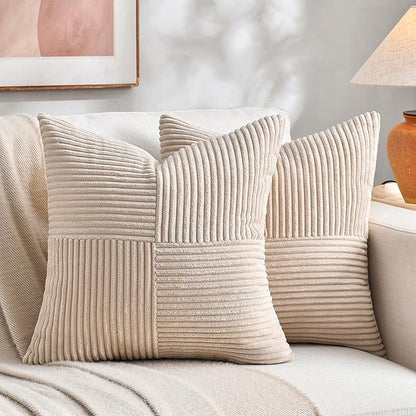Fancy Homi 2 Packs Tan Euro Decorative Throw Pillow Covers 26x26 Inch by Fancy+Homi