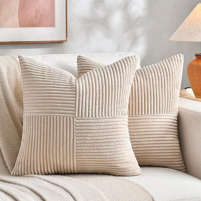 Fancy Homi 2 Packs Tan Samll Decorative Throw Pillow Covers 14x14 Inch by Fancy+Homi