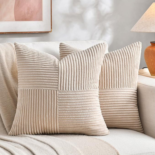 Fancy Homi 2 Packs Tan Samll Decorative Throw Pillow Covers 14x14 Inch by Fancy+Homi