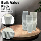 8 oz Coffee Cups - 200 Pack【No Lids】 Insulated Corrugated Disposable Paper Cups To Go, Double Wall Paper Hot Cups Bulk for Hot Beverage or Cold Drinks