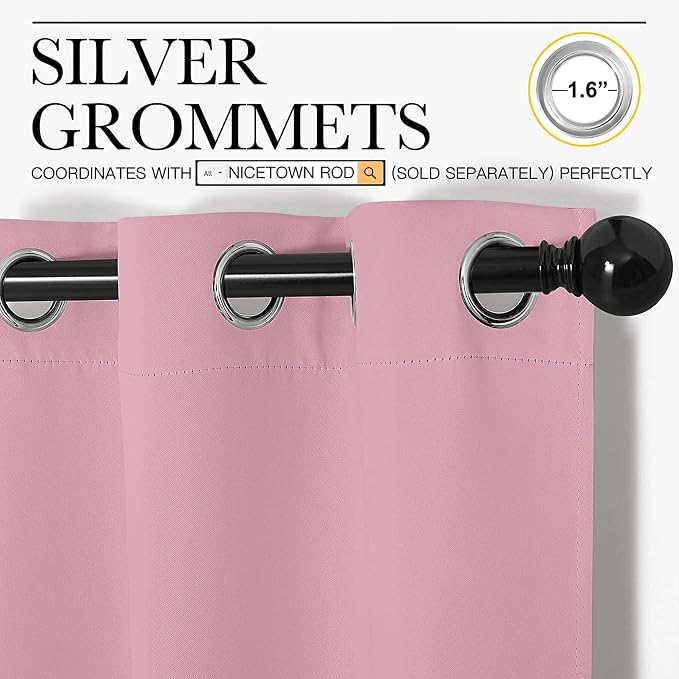 NICETOWN Bedroom Curtain Panels Blackout Draperies, Thermal Insulated Solid - Image 3