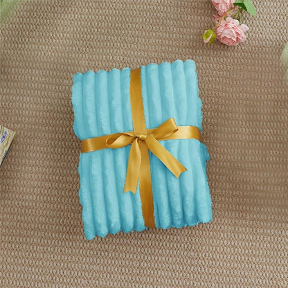 BEDELITE Striped Fleece Throw Blanket, Sky Blue, Soft Cozy, Lightweight Warm - Image 7
