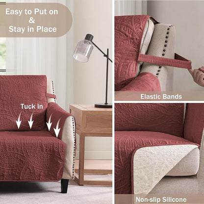 Red Loveseat Covers for 2 Cushion Couch, Water-Repellent Covers for Love Seat - Image 5