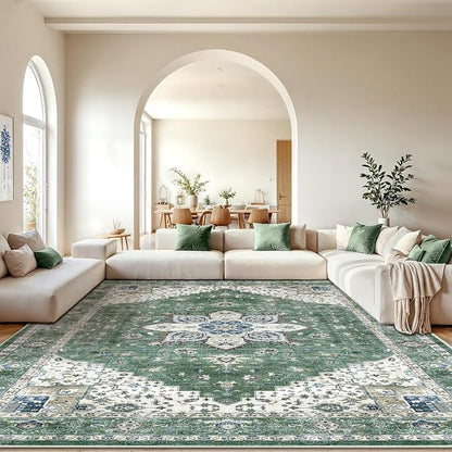 AMADA HOMEFURNISHING 10x14 Washable Area Rug, Low-Profile Large Area Rug by AMADAHOMEFURNISHING