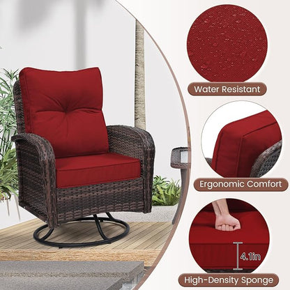 wildformers Luxury Outdoor Swivel Wicker Glider Patio Chairs - Image 6