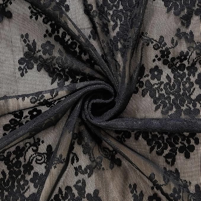 YJ YANJUN Vintage Lace Curtains 90 Inches Long- Victorian Floral Pattern Black - Image 6
