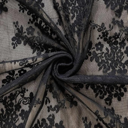 YJ YANJUN Vintage Lace Curtains 90 Inches Long- Victorian Floral Pattern Black - Image 6