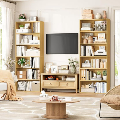 FOTOSOK 6-Tier Open Bookcase and Bookshelf Set of 2, Freestanding Display - Image 5