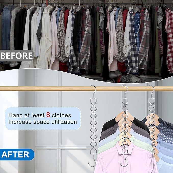 12 Pack Space Saving Hangers for Clothes, Sturdy Metal Hangers Heavy Duty Magic - Image 2