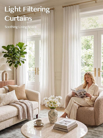 Liz Pinch Pleated Linen Curtains 92 Inches Long, Light Filtering Curtains - Image 2