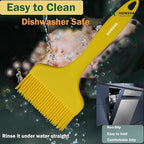 Massive Silicone Pastry Basting Brush, One-Piece Design, W/3.5" L/8.5", Heat Resistant Kitchen Brush for Baking, Grilling, Basting Oil, Butter, BBQ Sauce, Marinade, Dishwasher Safe, 1Pcs Yellow