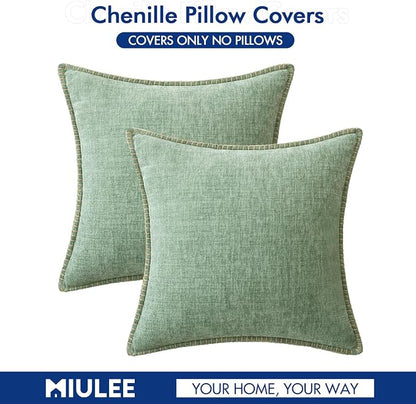 MIULEE Decorative Couch Throw Pillow Covers 18x18 Inch Greyish Green 2 Pack | - Image 6