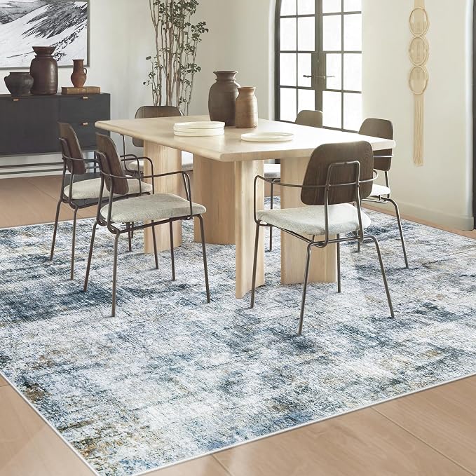 5x7 Area Rugs Washable Rug: Abstract Neutral Rugs Modern Non Slip Area Rug - Image 6
