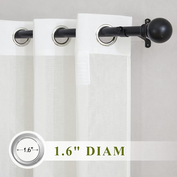 NICETOWN Living Room Ivory Curtains 84 inch Long, Grommet Linen Blend - Image 2