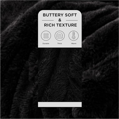 Bedsure GentleSoft Fluffy Black King Size Blanket - Image 2