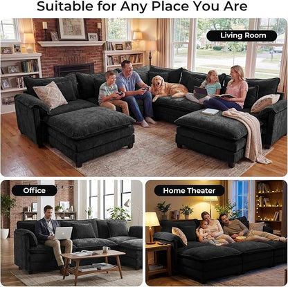 ELUCHANG 114" Oversized V-Shaped Cloud Couch Modular Sectional Sofa - Image 3