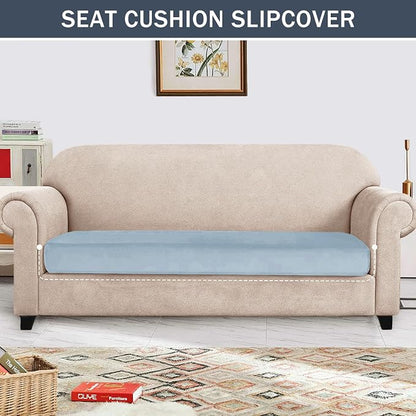 Stretch Cushion Cover, Soft Velvet Plush Cushion Slipcovers Loveseat Sofa - Image 2