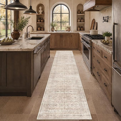 Schweek 2x10 Beige Washable Kitchen Runner Rug Long Runners - Image 3