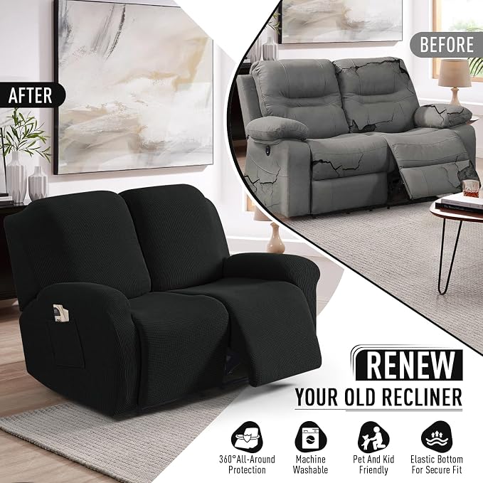 TAOCOCO Recliner Loveseat Slipcover, 6 Pieces Dual Recliner Sofa Covers - Image 5