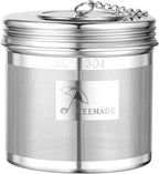 Extra Large Tea Infuser -304 Stainless Steel with Threaded Lid & Chain Hook-Perfect for Loose Leaf Tea,Cooking,Herbs,Iced Tea & Soup - Extra Fine Mesh Tea Strainers