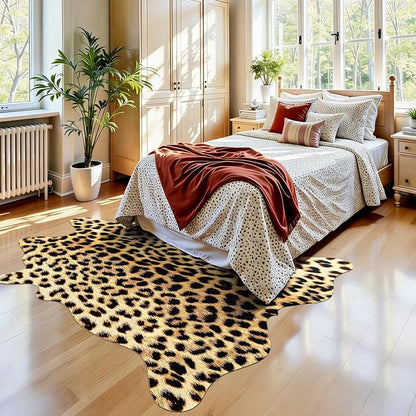Western Faux Leopard Rug, Animal Print Cheetah Rugs, 4.6 x 5.2 Ft | Premium - Image 4