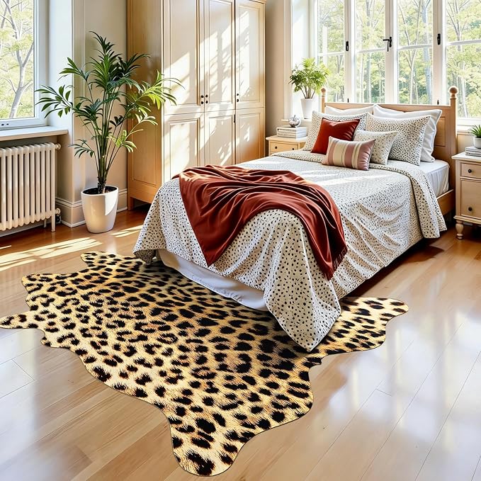 Western Faux Leopard Rug, Animal Print Cheetah Rugs, 6.2 x 5.2 Ft | Premium - Image 4