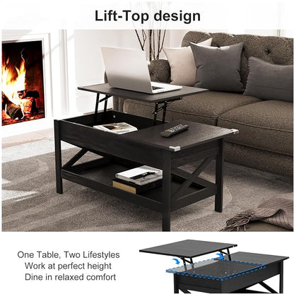 Lift Top Coffee Table with Storage, Small Coffee Table with Hidden Compartment - Image 5