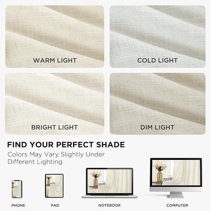 Joydeco Linen Curtains 84 Inch Length 2 Panels, Light Filtering Drapes 52 - Image 6