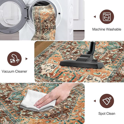 Yamaziot Washable Runner Rug Set of 2, Non-Slip Boho Hallway Kitchen Rug | - Image 5